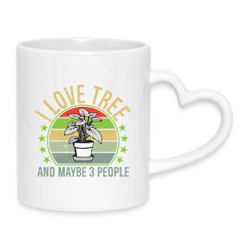 I Love Tree And Maybe 3 People - Mug with Heart-Shaped Handle - white - Right
