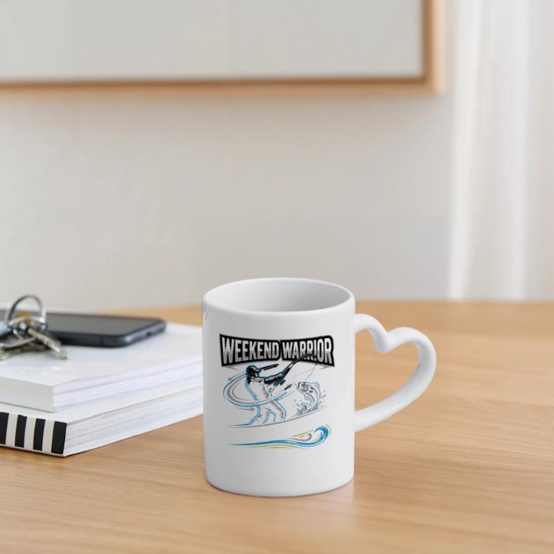 Weekend Warrior Hook Cast Repeat Angler Mug with Heart-Shaped Handle