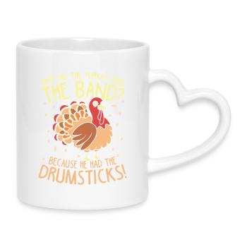 Turkey in the band: Drumsticks joke - Mug with Heart-Shaped Handle - white - Right