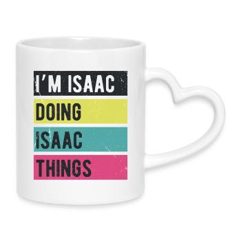 Je suis Isaac qui fait des couleurs rétro d’Isaac Things - Mug avec anse en forme de cœur - blanc - Droite