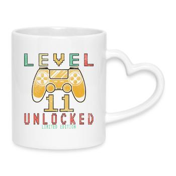 Level 11 freigeschaltet - Tasse mit Herzhenkel - Weiß - Rechts