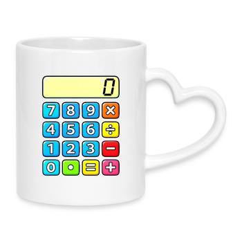 Neon Calculator Pop Art - Mug with Heart-Shaped Handle - white - Right