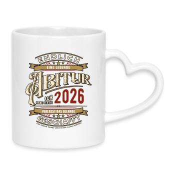 Endlich geschafft | Abitur 2026 | Ich habe fertig - Tasse mit Herzhenkel - Weiß - Rechts