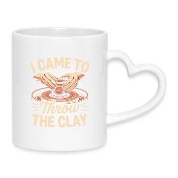 Pottery Addict Clay Art Creative Motif - Mug with Heart-Shaped Handle - white - Right