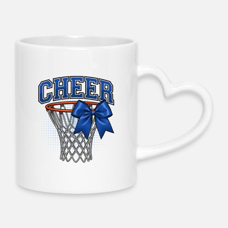 Cheer Hoop Blue Bow - Mug with Heart-Shaped Handle - white