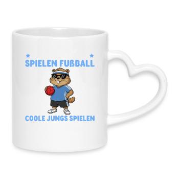 Handball player marmot Cool boys play handball - Mug with Heart-Shaped Handle - white - Right