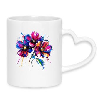 Explosion colorée de motifs floraux - Mug avec anse en forme de cœur - blanc - Droite