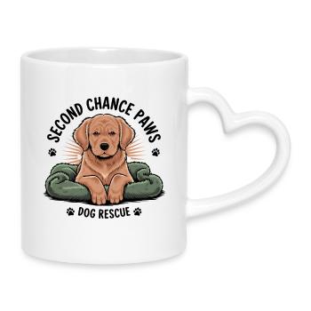 Second Chance Paws Hund Rettung - Tasse mit Herzhenkel - Weiß - Rechts