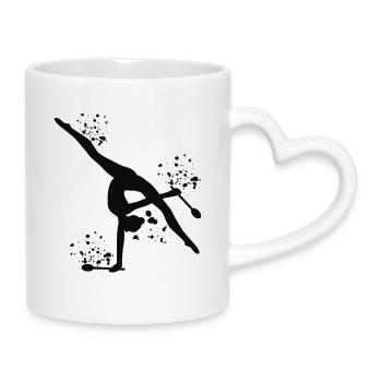 Gymnast With Clubs Rhythmic Gymnastics - Mug with Heart-Shaped Handle - white - Right