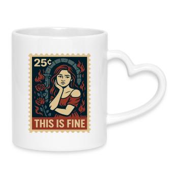 Flammes Roses Femme, tout va bien - Mug avec anse en forme de cœur - blanc - Droite