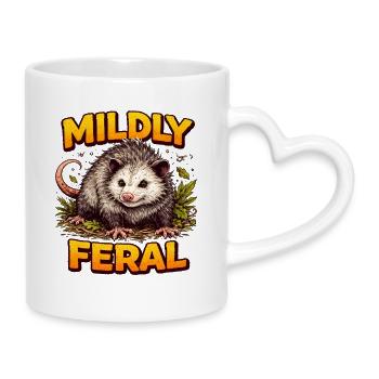 Mildly Feral Ferret Charm - Mug with Heart-Shaped Handle - white - Right
