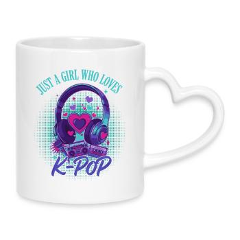 Einfach ein Mädchen, das K-Pop koreanische Musik liebt, süß - Tasse mit Herzhenkel - Weiß - Rechts