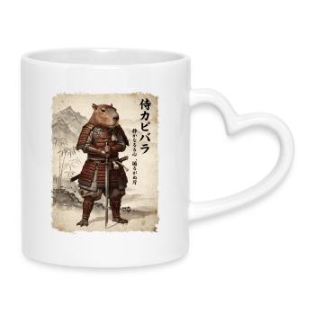 Samurai, Capybara, Japanese Art, Anime - Mug with Heart-Shaped Handle - white - Right
