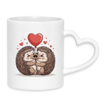 Couple hérissons pour la Saint-Valentin - Mug avec anse en forme de cœur - blanc - Droite