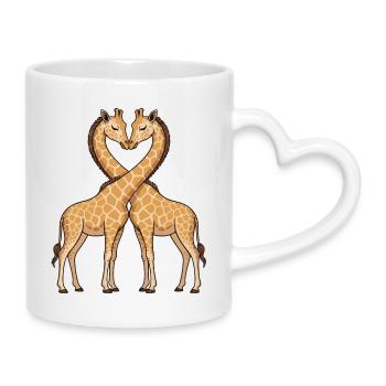Heart-shaped giraffe duo - Mug with Heart-Shaped Handle - white - Right