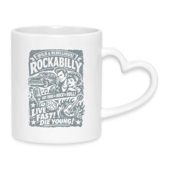 Rockabilly Vintage Rock & Roll des années 50 | Hot Rods - Mug avec anse en forme de cœur - blanc - Droite