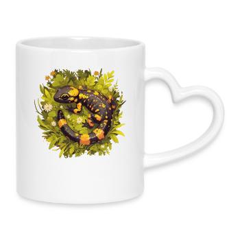 Feuersalamander Salamander - Tasse mit Herzhenkel - Weiß - Rechts