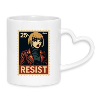 Femme punk de 25 Cent Resistance dans le style cartoon - Mug avec anse en forme de cœur - blanc - Droite