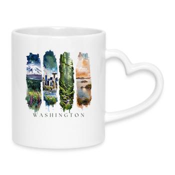 Washington Travel – Ambiances Evergreen & Skyline - Mug avec anse en forme de cœur - blanc - Droite