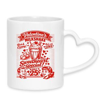 50er Jahre Valentins Milchshake für Verliebte - Tasse mit Herzhenkel - Weiß - Rechts