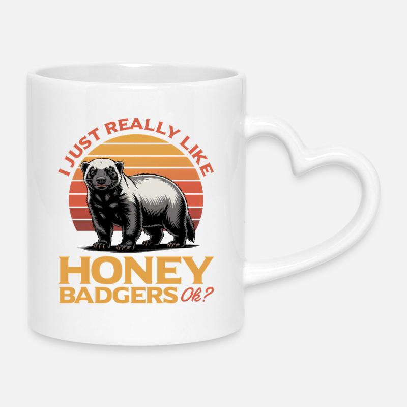 Funny Honey Badger - Tasse mit Herzhenkel - Weiß