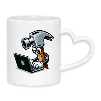 HammerCode: Werkzeug trifft Bits - Tasse mit Herzhenkel - Weiß - Rechts