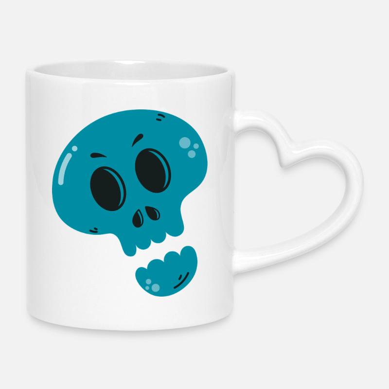 Crâne bleu fondu - Mug avec anse en forme de cœur - blanc