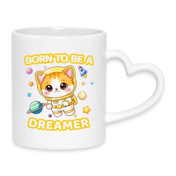Born to Be a Dreamer Astronaut Kitten - Neutral 2 - Mug with Heart-Shaped Handle - white - Right