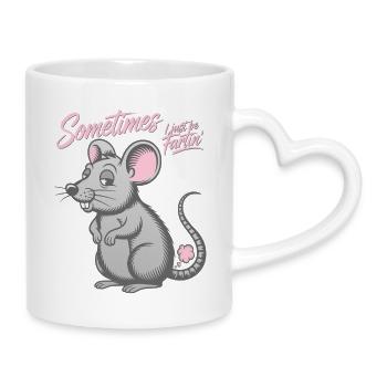Sometimes I just be fartin' - Maus Furzen Furz  - Tasse mit Herzhenkel - Weiß - Rechts