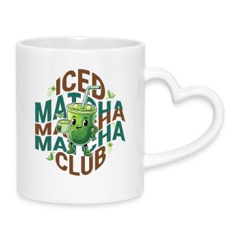 Iced Matcha Club Funny Green Tea Matcha Lover - Tasse mit Herzhenkel - Weiß - Rechts