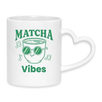 Matcha Vibes Green Tea Matcha Latte Lover Japanese - Tasse mit Herzhenkel - Weiß - Rechts