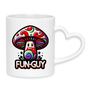 Psychedelic Mushroom Fun Guy - Mug with Heart-Shaped Handle - white - Right