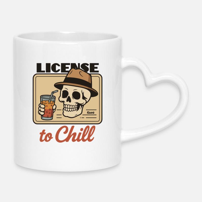 Tessera Skull con Licenza per Rilassarsi - Tazza con manico a forma di cuore - bianco