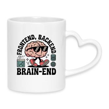 Frontend, backend, Brain-end | Développeur - Mug avec anse en forme de cœur - blanc - Droite