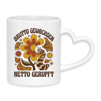 Gross growth Net plucked - Mug with Heart-Shaped Handle - white - Right