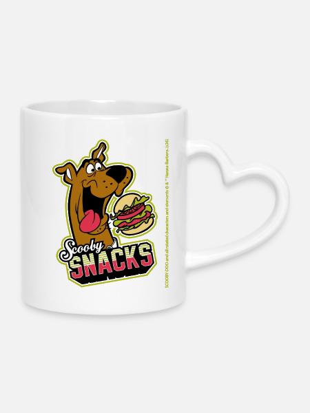 Scooby-Doo With Burger And Quote Scooby Snacks - Mug with Heart-Shaped Handle - white