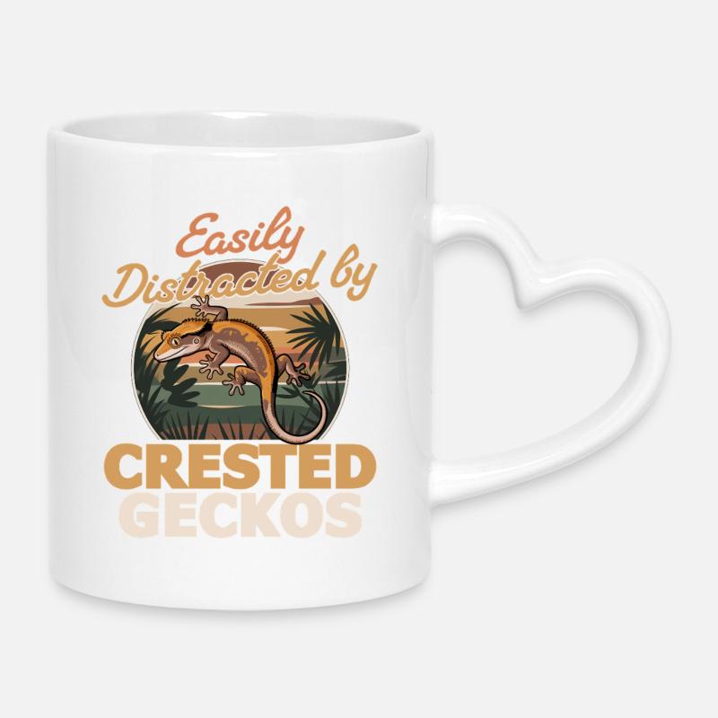 Funny Reptile Crested Gecko - Mug with Heart-Shaped Handle - white