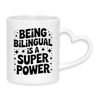 Fremdsprache Sprüche Lustige Fremdsprache Geschenk - Tasse mit Herzhenkel - Weiß - Rechts