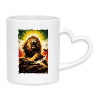 Lion Persia Iran Flag - Mug with Heart-Shaped Handle - white - Right