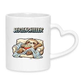 Faultier Serienchiller Spruch Faulenzer  - Tasse mit Herzhenkel - Weiß - Rechts