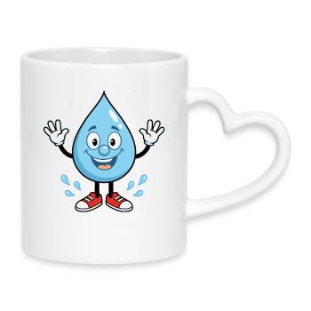 Happy water drop with sneakers - Mug with Heart-Shaped Handle - white - Right