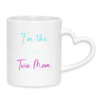 Zwillinge Mama Zwilling Mutter Geschenk - Tasse mit Herzhenkel - Weiß - Rechts