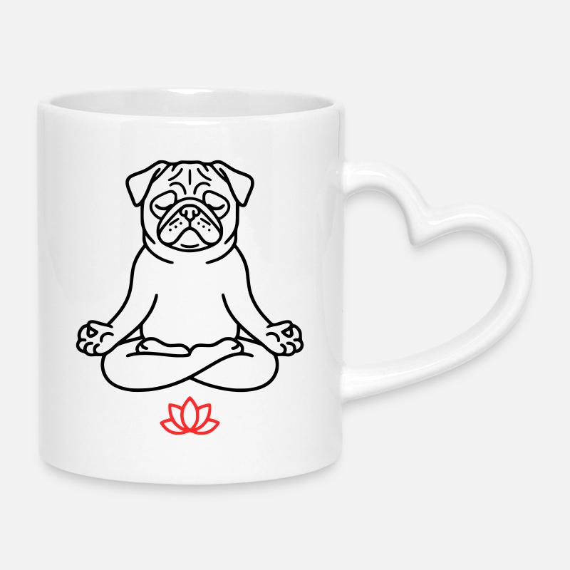 Libro da colorare Zen di Pug Dog - Tazza con manico a forma di cuore - bianco