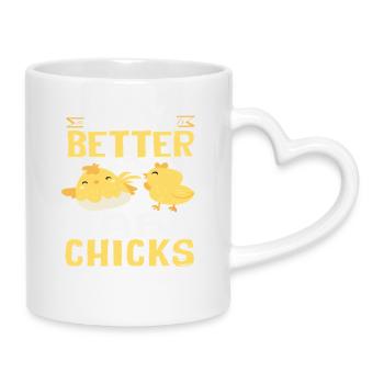 Das Leben ist besser mit Küken Süß - Tasse mit Herzhenkel - Weiß - Rechts