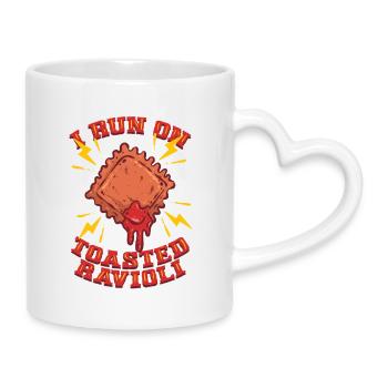 I Run On Toasted Ravioli - Mug with Heart-Shaped Handle - white - Right