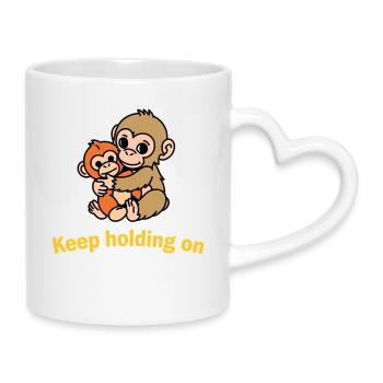 Continue de t’accrocher, les singes - Mug avec anse en forme de cœur - blanc - Droite