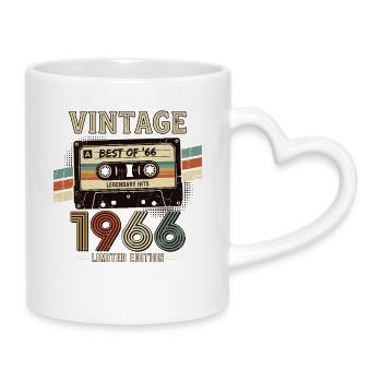 Vintage 1966 Cassette Retro Edition - Mug with Heart-Shaped Handle - white - Right
