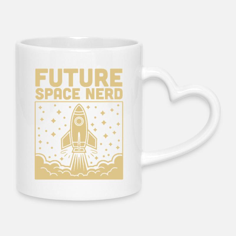 Future Space Nerd Space Rocket Launch - Mug with Heart-Shaped Handle - white