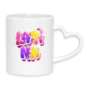 Neon Graffiti Lettering Gradient - Mug with Heart-Shaped Handle - white - Right