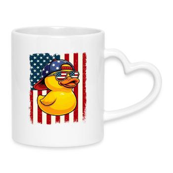 Canard en caoutchouc Drapeau américain Patriotique Amateur du canard - Mug avec anse en forme de cœur - blanc - Droite